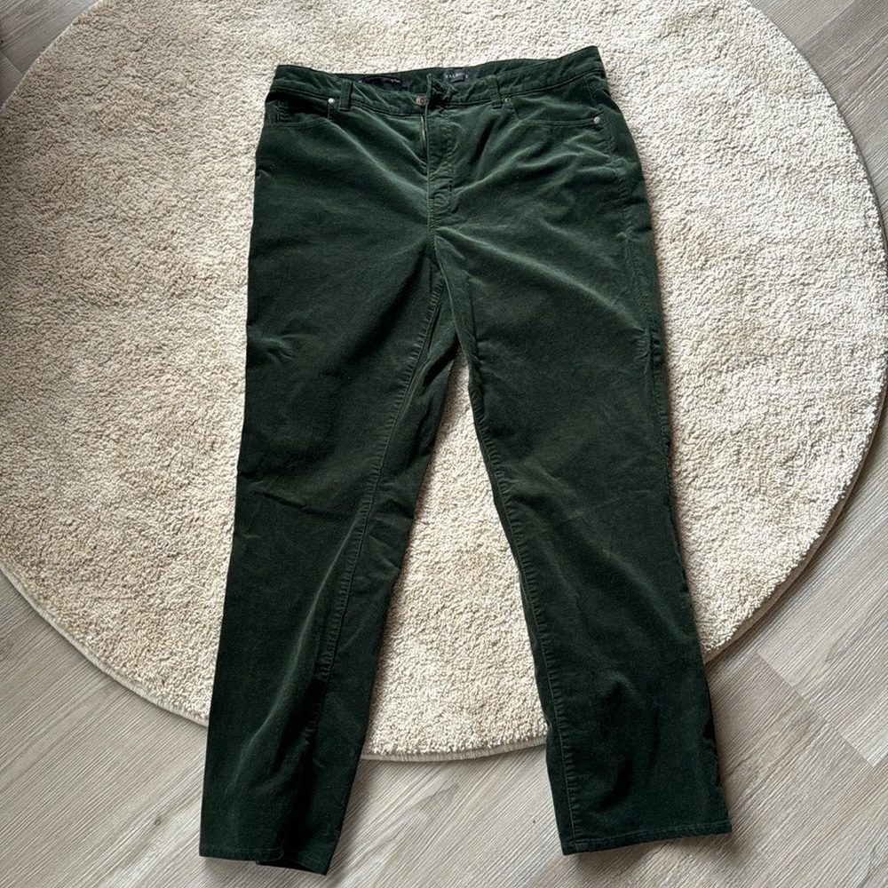 Stretch Corduroy Straight Leg Pants from Talbots, Bottle Green Size 16 Curvy